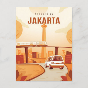 Vintage Jakarta Indonesien java Resa akvarell Vykort