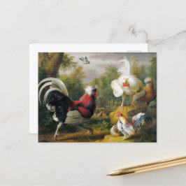 Vintage Jakob Bogdani Cockrels Fight Vykort