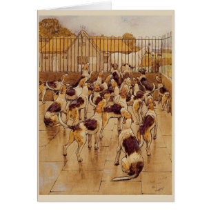 Vintage - jakthundar, hälsningskort