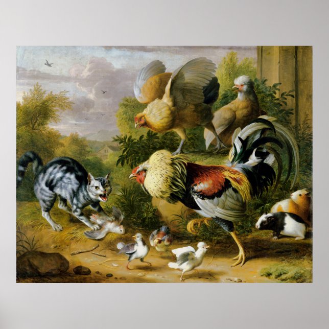 Vintage Jakub Bogdan Cat från Tuppar Poster (Framsidan)