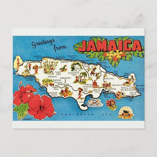 Vintage Jamaica Öpostkortskarta  Vykort (Framsida)
