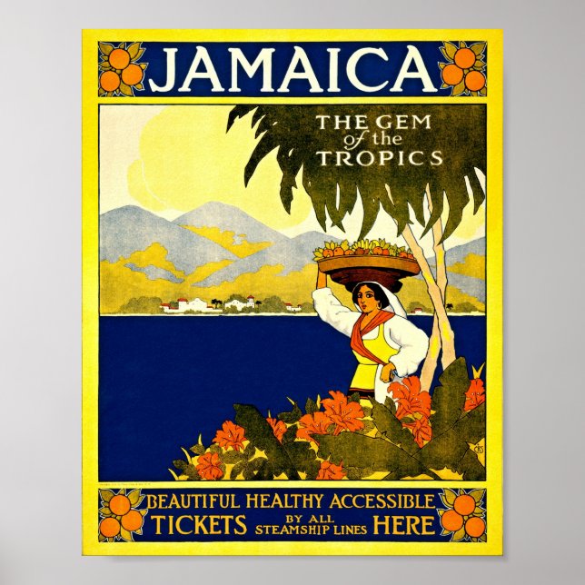 Vintage Jamaica Travel Illustration Poster (Framsidan)