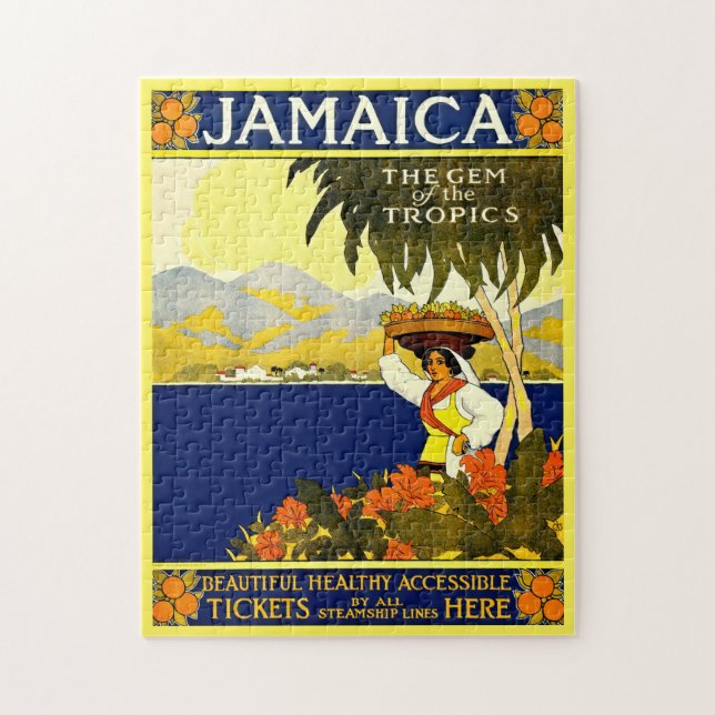Vintage Jamaica Travel Illustration Pussel (Vertikal)
