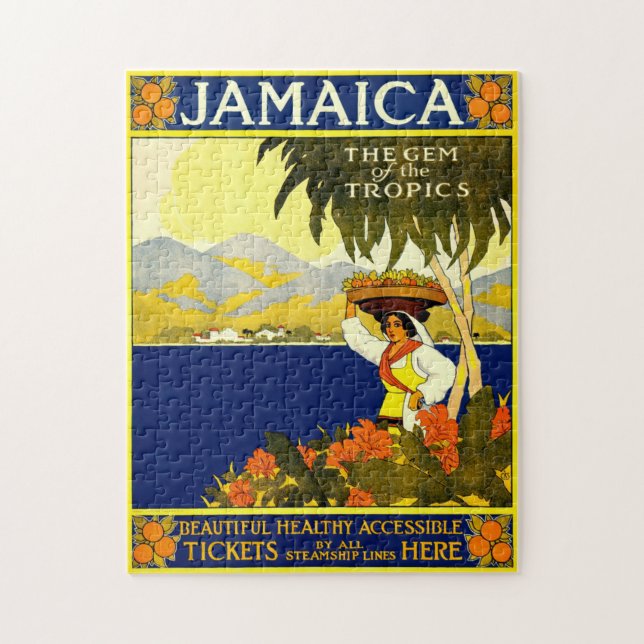 Vintage Jamaica Travel Illustration Pussel (Vertikal)