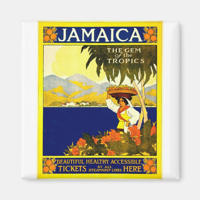 Vintage Jamaica Travel Poster Magnet (Framsidan)