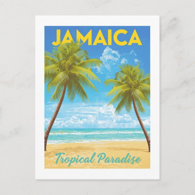 Vintage Jamaica Tropical Paradise Handflatan Träd  Vykort (Framsida)