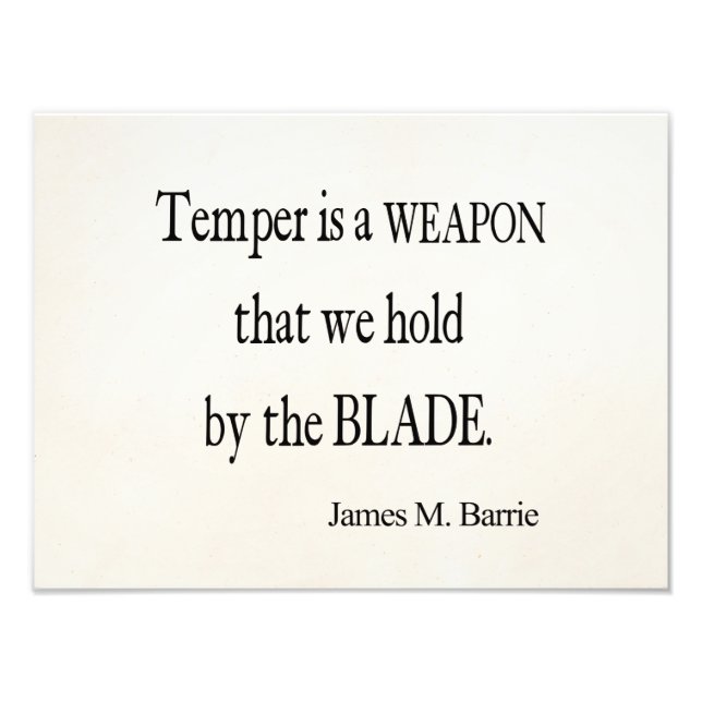 Vintage James Barrie Temper Weapon Blade Quote Fototryck (Framsidan)