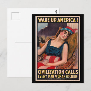 Vintage James Montgomery Flagg   Vakna Amerika! Vykort