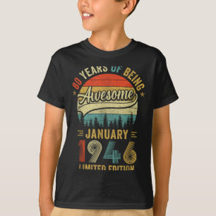 Vintage januari 1946 Gamla 80-årsdag män kvinnor T Shirt