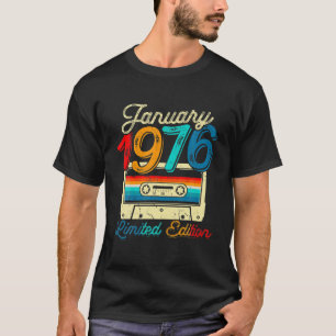 Vintage Januari 1976 Kassett 46 Födelsedag 46 år T Shirt