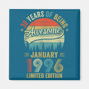 Vintage januari 1996 Gamla 30-årsdag Män Kvinnor Magnet