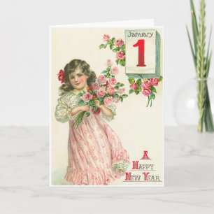 Vintage Januari 1st Helgkort