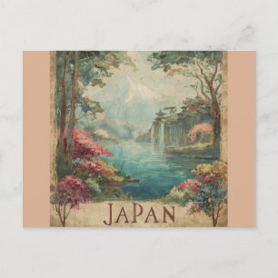Vintage Japan Mount Fuji Nature Travel Vykort