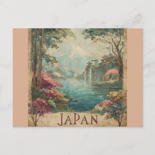 Vintage Japan Mount Fuji Nature Travel Vykort (Framsida)