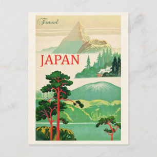 Vintage Japan Mount Fuji Travel Poster Vykort