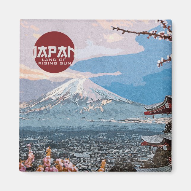 Vintage Japan Mt. Fuji Travel Magnet (Framsidan)