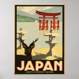 Vintage Japan Sika Hjort,Torii Grind Travel Poster