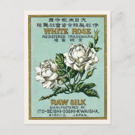 Vintage Japan Silke Annons Vit ros Vykort