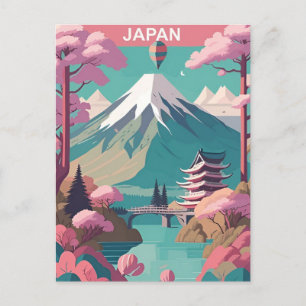 Vintage Japan tokyo Travel vattencolor Asia Vykort