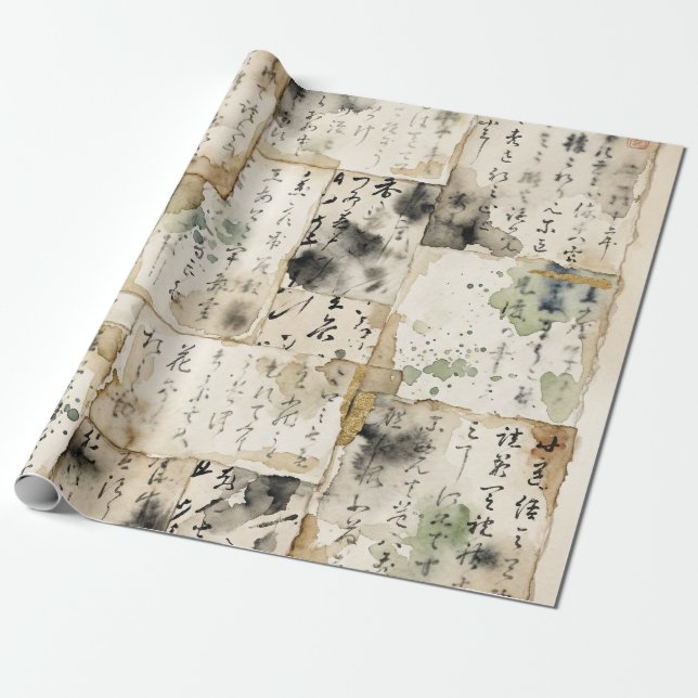 Vintage Japanese Calligraphy Art (2) Presentpapper (Utrullad)