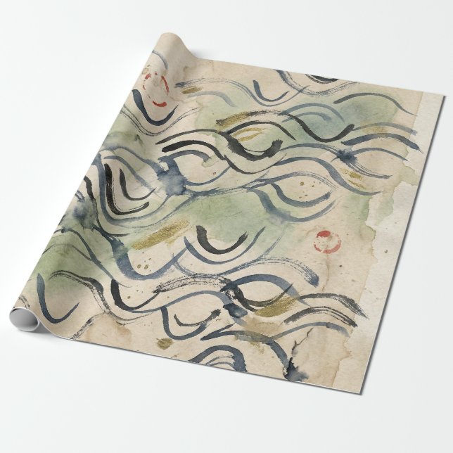 Vintage Japanese Calligraphy Art (6) Presentpapper (Utrullad)