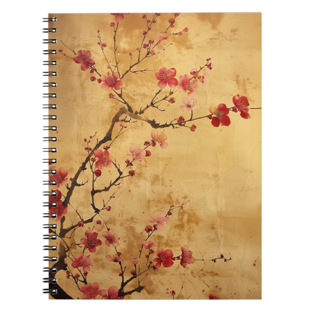 Vintage Japanese Cherry Blossom Anteckningsbok (Framsidan)