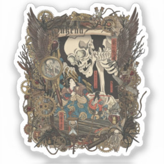 Vintage Japanese Gothic Collage  Sticker Klistermärken