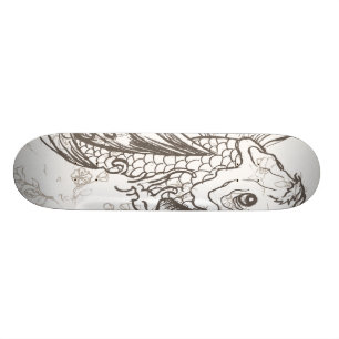 vintage japanese koi fish art old school skateboard bräda 21,6 cm