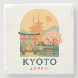 Vintage Japanese Landscape Stone Coaster Stenunderlägg