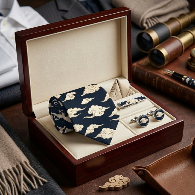 Vintage Japanese Navy Cloud Pattern Slips (Skapare uppladdad)