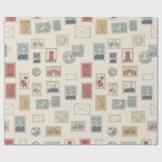 Vintage Japanese Postage Stamps Wrapping Paper Presentpapper