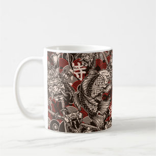 Vintage japanese seamless mönster med katana swor kaffemugg