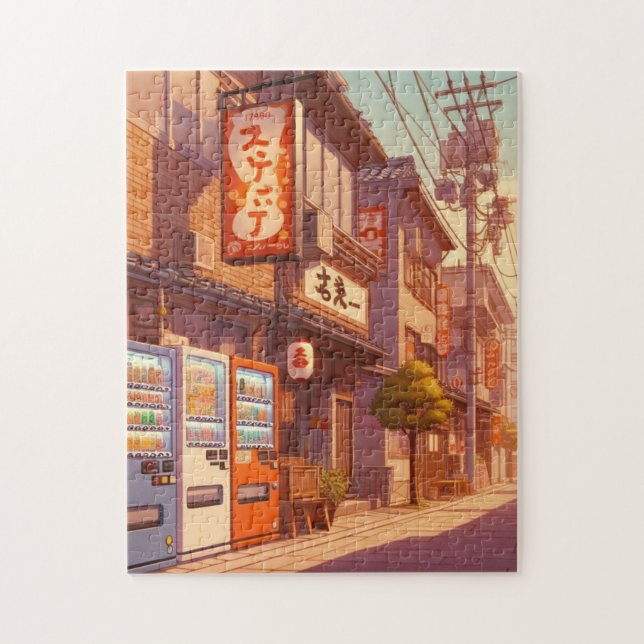 Vintage Japanese Street – Evening Light Puzzle Pussel (Vertikal)