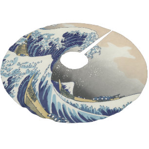 vintage japanese ukiyo e art the underbar wave julgransmatta borstad polyester