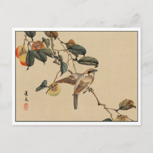 Vintage Japansk Art Bird i Träd Vykort