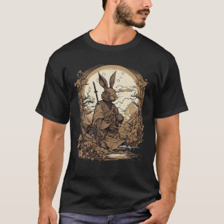 Vintage Japansk Art Samurai Rabbit T Shirt