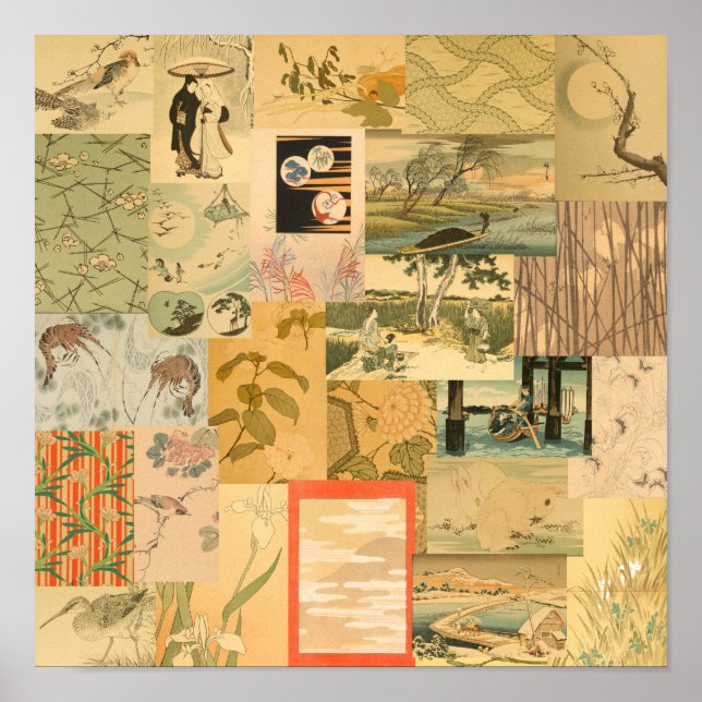 Vintage Japansk asiatisk bildmurdekaler Poster (Framsidan)