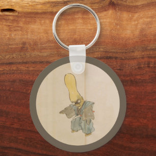 Vintage Japansk Big-Headed Yokai Swordsman Nyckelring