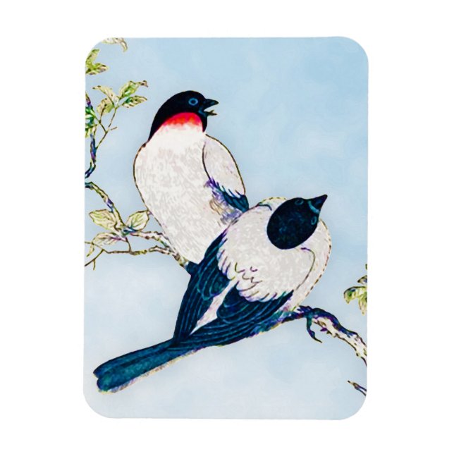 Vintage Japansk Bläck-skiss över finkar Magnet (Vertikal)