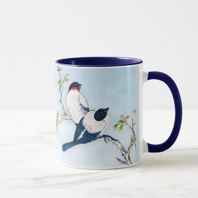 Vintage Japansk Bläck-skiss över finkar Mugg (Höger)