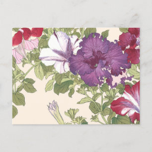 Vintage Japansk Blommigt Art Lila Morgon Glories Vykort