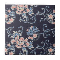 Vintage Japansk Blommigt Tile