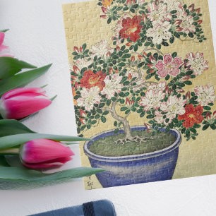 Vintage Japansk blooming Azalea Bonsai Art Pussel