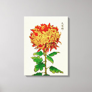 Vintage Japansk Chrysanthemum. Gult och Orange Canvastryck