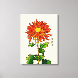 Vintage Japansk Chrysanthemum. Orange och Guld Canvastryck