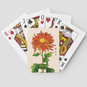 Vintage Japansk Chrysanthemum. Orange och Guld Casinokort