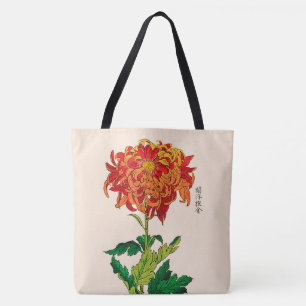 Vintage Japansk Chrysanthemum. Rust och Orange Tygkasse