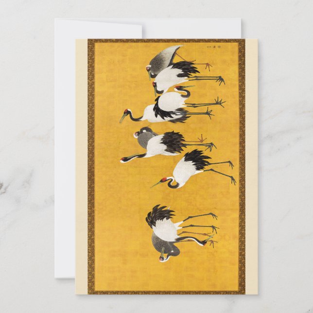 Vintage Japansk Crane Art Inbjudningar (Framsida)