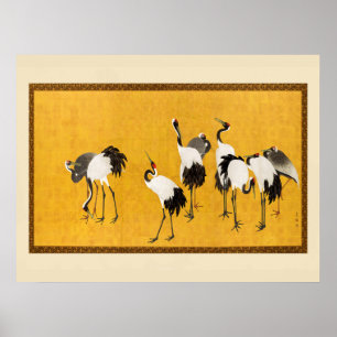 Vintage Japansk Crane Art Poster
