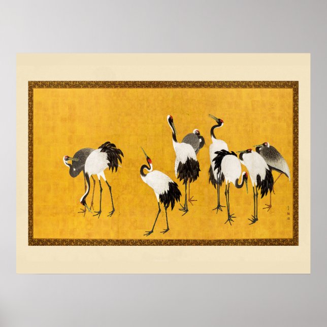 Vintage Japansk Crane Art Poster (Framsidan)